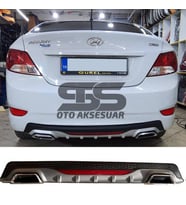 Hyundai Accent Blue Difüzör Arka Tampon Eki 2 Egzoz Çıkışlı Gri Reflektörlü