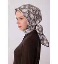 Klasik Desen İpek Twill Eşarp - 2026 İlkbahar-Yaz (T)  4328 (Taş)
