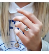 14k Altın Mavi Topaz Taşlı Yüzük