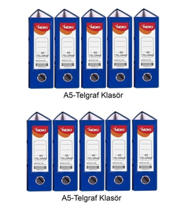 Telgraf Klasör Mavi Geniş A5 Plastik 10 Adet