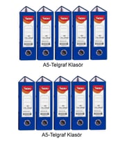 Telgraf Klasör Mavi Geniş A5 Plastik 10 Adet