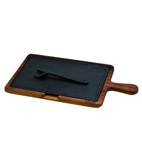 Lava Döküm Ahşap ve Döküm Demir Hot Plate Servis Tahtası. Ölçü 22x33cm.