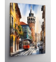 Kanvas Tablo İstanbul Galata Kulesi Çizimi
