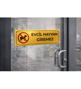 Evcil Hayvan Giremez Gold Metal Uyarı Levhası 5x20 cm – İşletme Kapısı