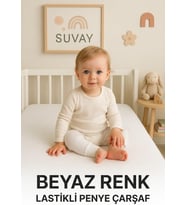 Pamuklu Bebek Lastikli Çarşaf - Penye Kumaş - Park Yatak 60X120 70X110 70X120 70X130 70X140 Krem Beyaz Gri Pembe Mavi (Beyaz)