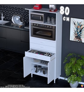 Eliusta Miray 80 cm Mutfak Standı Fırın Dolabı Çok Amaçlı Dolap Beyaz Kiler Banyo Dolabı 80x194x32 cm