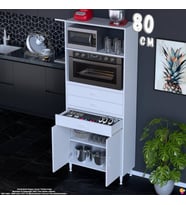 Eliusta Miray 80 cm Mutfak Standı Fırın Dolabı Çok Amaçlı Dolap Beyaz Kiler Banyo Dolabı 80x194x32 cm
