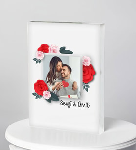 BK Gift Kişiye Özel İsimli Fotoğraflı Akrilik Çerçeve-1, Sevgiliye Hediye, Eşe Hediye