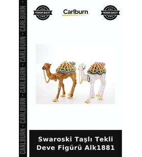 Özel Üretim Dekoratif Hediyelik Salon Aksesuarı Figür Swaroski Taşlı Tekli Deve Figürü Alk1881