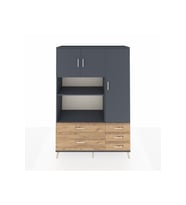 Hyperion Dolap 7 Raflı 5 Çekmeceli 3 Kapaklı 132x44x195 Antrasit-Antrasit/Çam