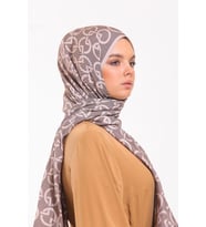 Geometrik Desen Modal Seri Şal Eşarp Askısı ile Birlikte 75x200 cm Pudra Vizon-7