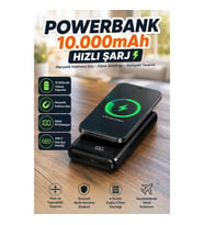 10000 mAh Powerbank 4 Portlu Hızlı Şarj Dijital Ekranlı Taşınabilir Şarj Cihazı