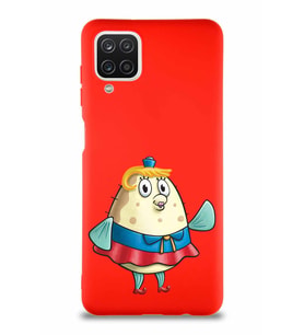 Samsung Galaxy A12 Soft Premier Kapak Bayan Puff Tasarımlı Silikon Kılıf - Kırmızı (Şeffaf)