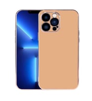 iPhone 13 Pro Max Kılıf Viyana Yüzeyi Buzlu Transparan Tasarım (Gold)