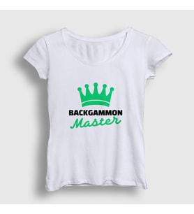 Presmono Kadın Beyaz Backgammon Master Tavla Ustası Oyun T-Shirt 417189tt (Beyaz)