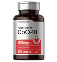 Horbäach CoQ10 100mg 100 mcg of Black Pepper Extract 120 Softgels.