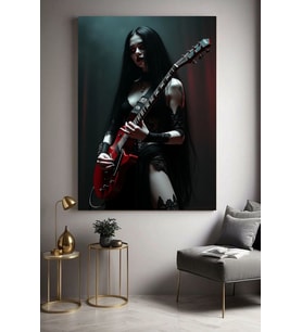 GOTHİC ROCK GİRL Ev Duvar Salon Güzellik Salonu Ofis Dükkan Dekarasyon Kanvas Tablo (Akçaağaç)