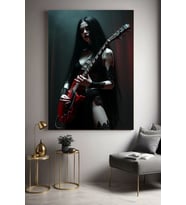 GOTHİC ROCK GİRL Ev Duvar Salon Güzellik Salonu Ofis Dükkan Dekarasyon Kanvas Tablo (Akçaağaç)