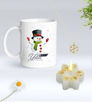 Yılbaşı Hediyesi BK Gift Kişiye Özel Yeni Yıl Tasarımlı Beyaz Kupa Bardak, Kar Tanesi Kolye ve Kar Tanesi Mum Hediye Seti-8, Sevgiliye Hediye, Arkadaşa Hediye
