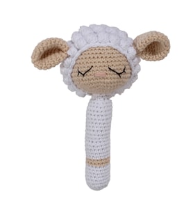 Amigurumi Sevimli Beyaz Kuzu Çıngıraklı Organik Oyuncak (Standart)