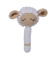 Amigurumi Sevimli Beyaz Kuzu Çıngıraklı Organik Oyuncak (Standart)