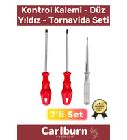 Dayanıklı Sağlam Ergonomik Vidalama Tamir Tadilat Düz Yıldız Kontrol Kalemi 3'lü Tornavida Seti