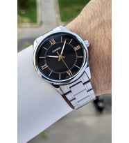 Casio CSISTE103 Kadranı Siyah Kordonu Gümüş Renk Hediye Paketli Erkek Kol Saati