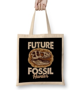 Funny Future Fossil Hunter Paleontology Dinosaur Bez Çanta Uzun Saplı