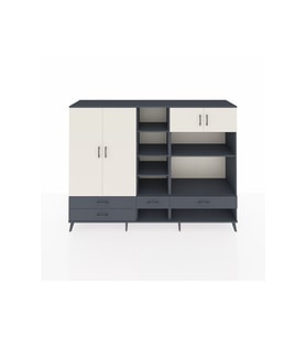 Hyperion Dolap 12 Raflı 4 Çekmeceli 4 Kapaklı 220x44x163 Antrasit-Aytaşı/Antrasit