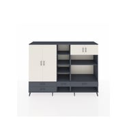 Hyperion Dolap 12 Raflı 4 Çekmeceli 4 Kapaklı 220x44x163 Antrasit-Aytaşı/Antrasit