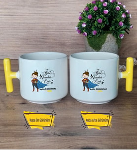 Kadın İngilizce Öğretmeni Kupa Bardak T Sarı Kulplu Öğretmenler Günü Hediyesi