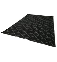 Siyah Halı El Dokuma Yünlü Modern Geometrik Motifli Salon Halısı Düz Doku Yatak Odası