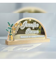Çiçekli Ofis İsimliği , Masa İsimliği , Modern Masa İsimliği, Hediye Masa isimliği (Beyaz - Gold)