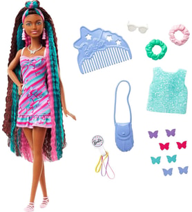 Barbie Upuzun Muhteşem Saçlı Bebekler Hcm87 - Esmer-Kelebek (Çok Renkli)