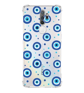 PrintiFy Oppo A9 2020 Uyumlu Nazar Boncuğu 1 Baskılı Şeffaf Köşe Korumalı Antişok Kılıf