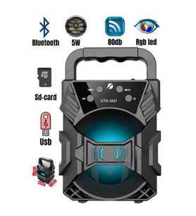 Taşınabilir Işıklı Yüksek Ses Kaliteli Bluetooth Hoparlör (Siyah)