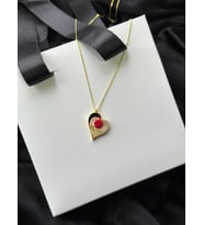 925 Gümüş 14k Gold Kaplama Kalp Gülü Kolye
