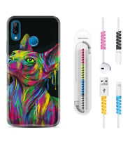 Huawei P20 Lite Mate 10 20 Lite Pro P40 Lite KılıfKablo Koruma Spiral Silikon Color Cat 1754