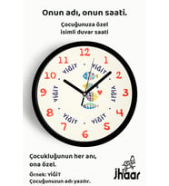 İsme Özel Renkli Balıklar Çocuk Odası Duvar Saati Orta Boy 30 cm Siyah Camlı Sessiz