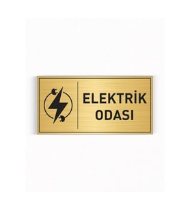 ELEKTRİK ODASI YAZILI GOLD METAL LEVHA 20 X 10 CM