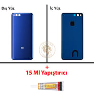 Xiaomi Mi 6 Mavi Arka Pil Kapağı Batarya Kapağı Lazer Kesim + B-7000 Yapıştırıcı
