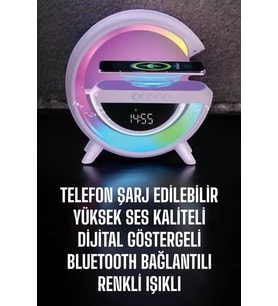 Bluetooth Hoparlör 15w Kablosuz Hızlı Şarj Led Gece Lambası