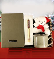 YILBAŞINA Kişiye Özel Desenli Defter & Kişiye Özel Roller Kalem & Ayıcık Anahtarlık & Kupa Bardak Hediye Seti