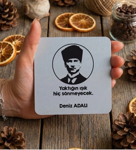 Kişiye Özel Atatürk Silüeti Bardak Altlığı Hediyesi