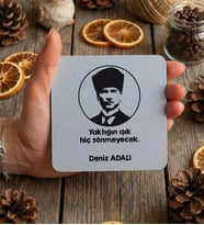 Kişiye Özel Atatürk Silüeti Bardak Altlığı Hediyesi