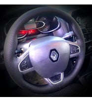 DİKİŞLİ DİREKSİYON KILIFI KARBON DERİ SİYAH DİKİŞLİ RENAULT CLİO İÇİN