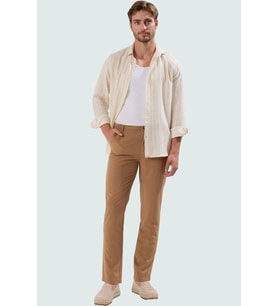 Erkek Chino Pantolon Boru Paça Slim Fit İtalyan Kesim Günlük Ve İş Hayatı Kaliteli Malzeme (Bej)