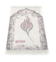 İsme Özel İnce Pamuk Çocuk Seccadesi Pembe- Lale 44x77 cm - 180 gr - Tesbih Hediyeli