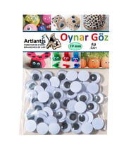 Oynar Göz Siyah 10 mm 50 li 1 Paket Oynayan Göz 10mm Hobi Tasarım Anasınıfı Kreş Etkinlik Elişi 