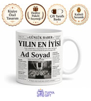Gazete Manşeti Görünümlü Yılın En İyisi Kişiye Özel Esprili Kupa Bardak Hediye